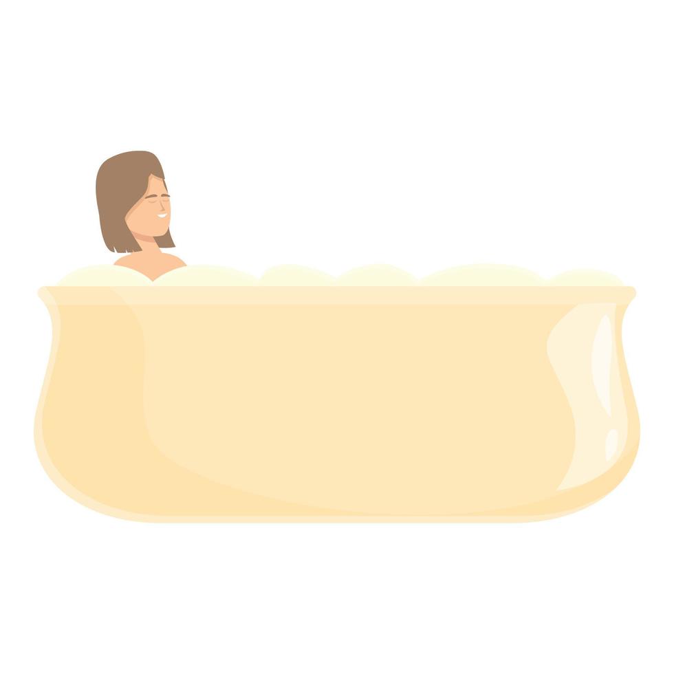 Female relax icon cartoon vector. Warm water vector