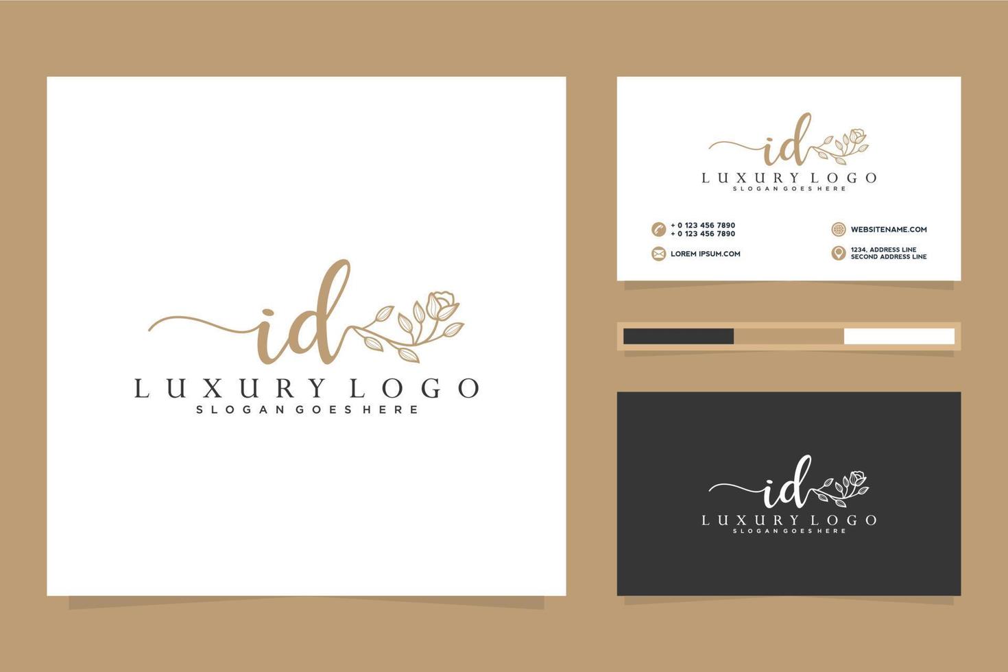 Initial ID Feminine logo collections and business card templat Premium Vector
