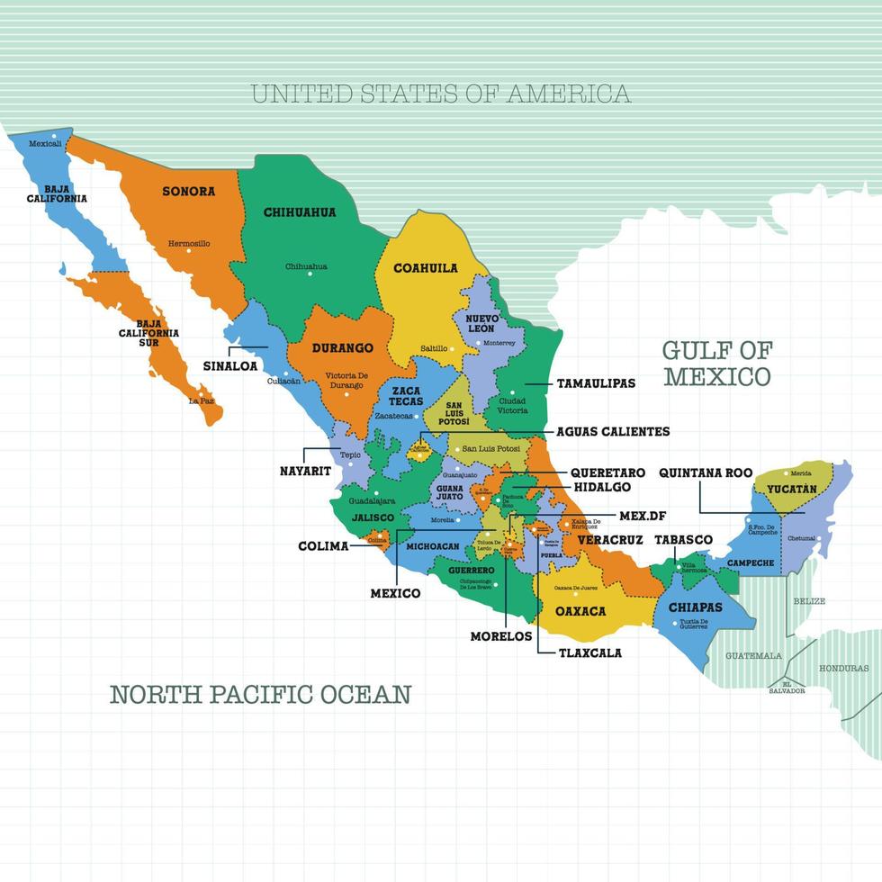 Country Map Of Mexico vector