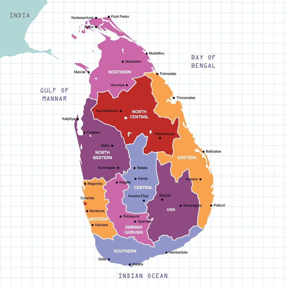 Country Map of Sri Lanka vector