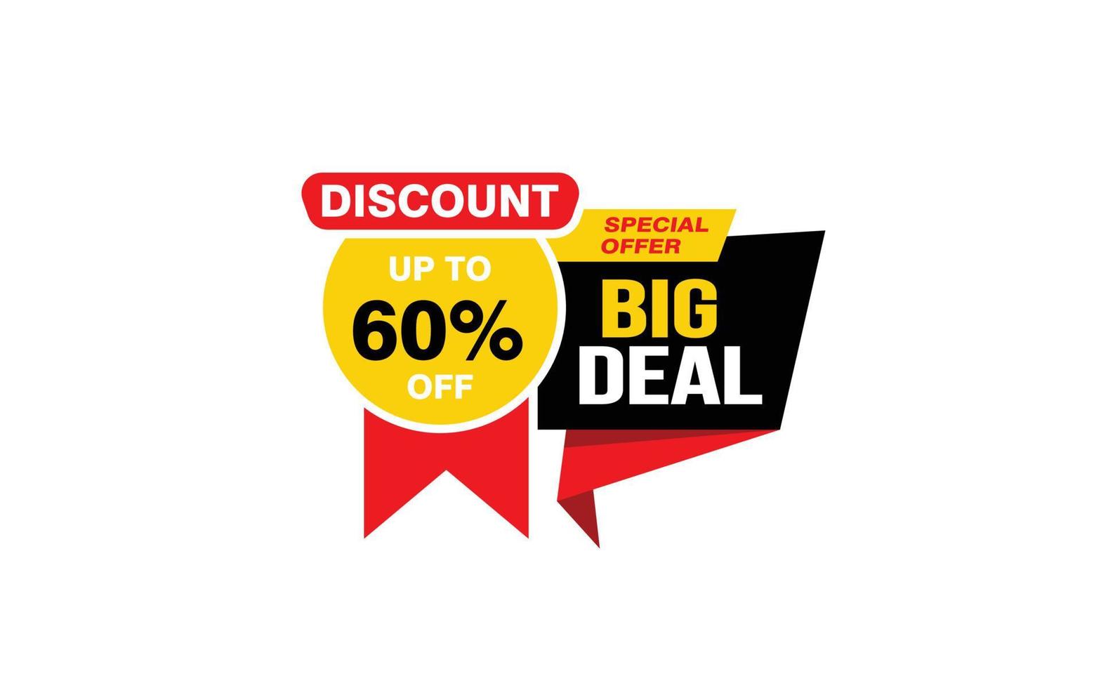 60 Percent BIG DEAL offer, clearance, promotion banner layout with sticker style. vector