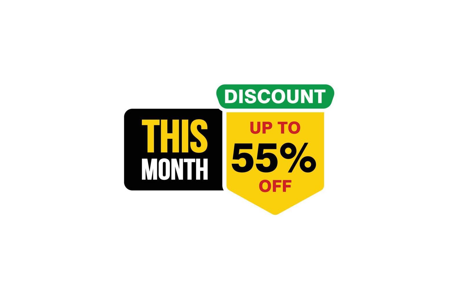 55 Percent THIS MONTH offer, clearance, promotion banner layout with sticker style. vector