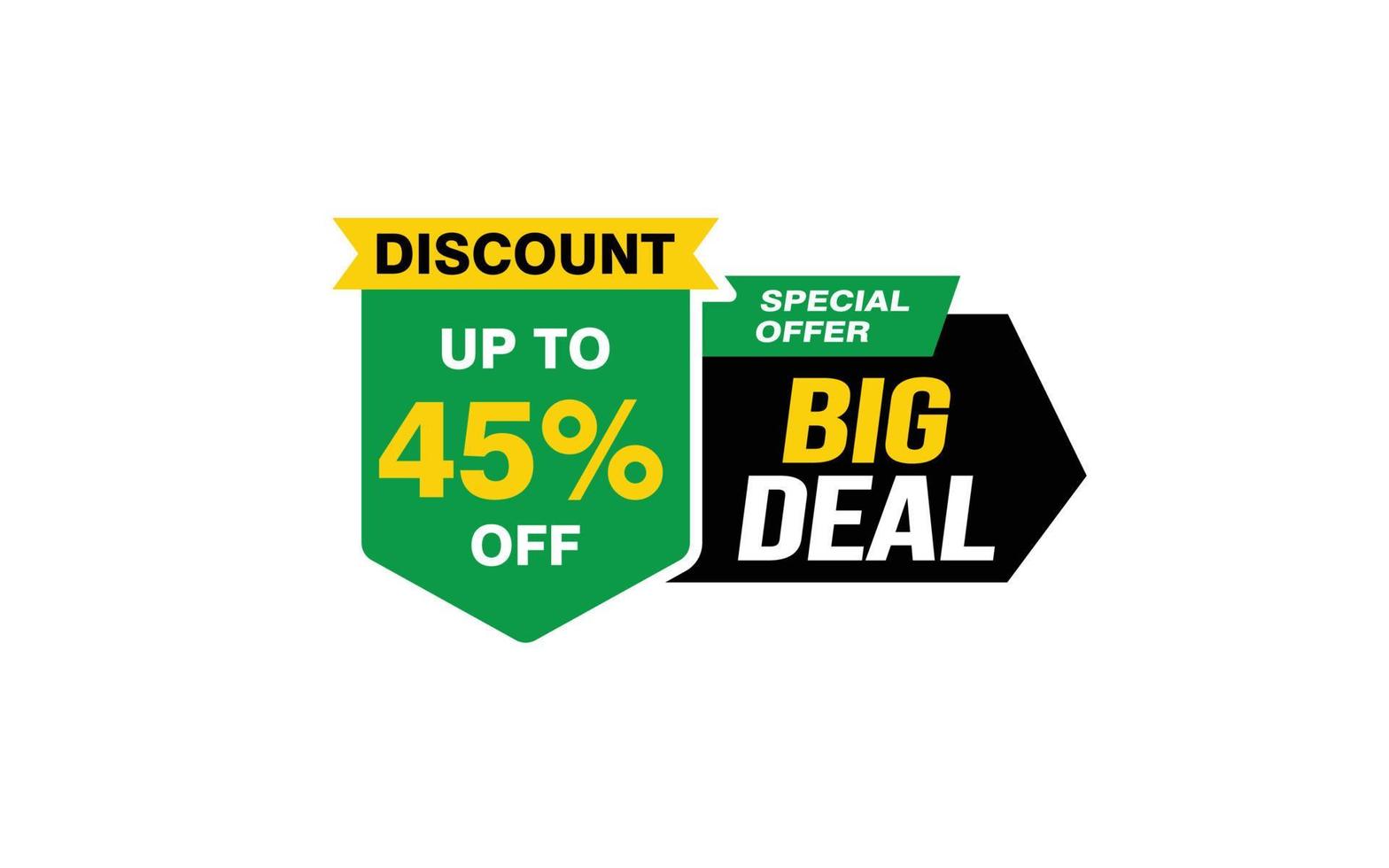 45 Percent BIG DEAL offer, clearance, promotion banner layout with sticker style. vector