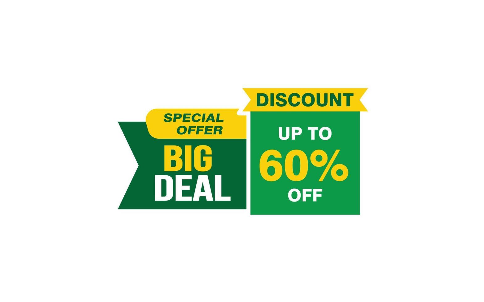 60 Percent BIG DEAL offer, clearance, promotion banner layout with sticker style. vector