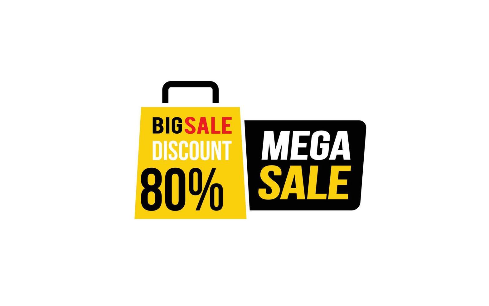 80 Percent MEGA SALE offer, clearance, promotion banner layout with sticker style. vector