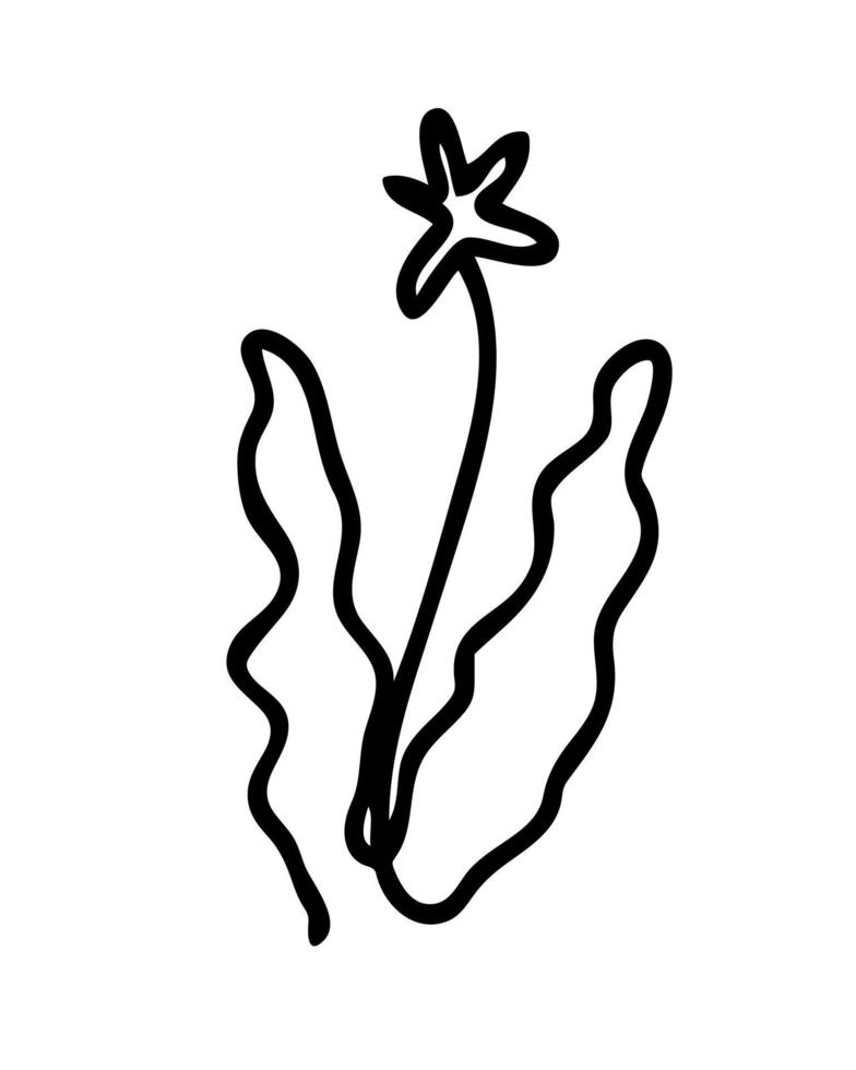 One continuous line star flower doodle drawing. Perfect for tee, stickers, cards. vector