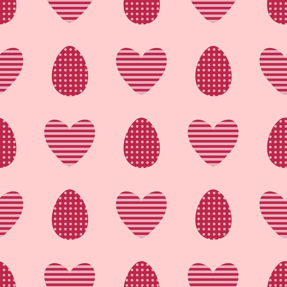 Easter seamless pattern with dotted eggs and striped hearts. Perfect print for tee, paper, fabric, textile. vector