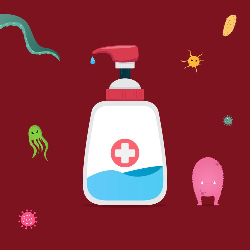 Hand Sanitizer Versus Viruses and Bacteria vector