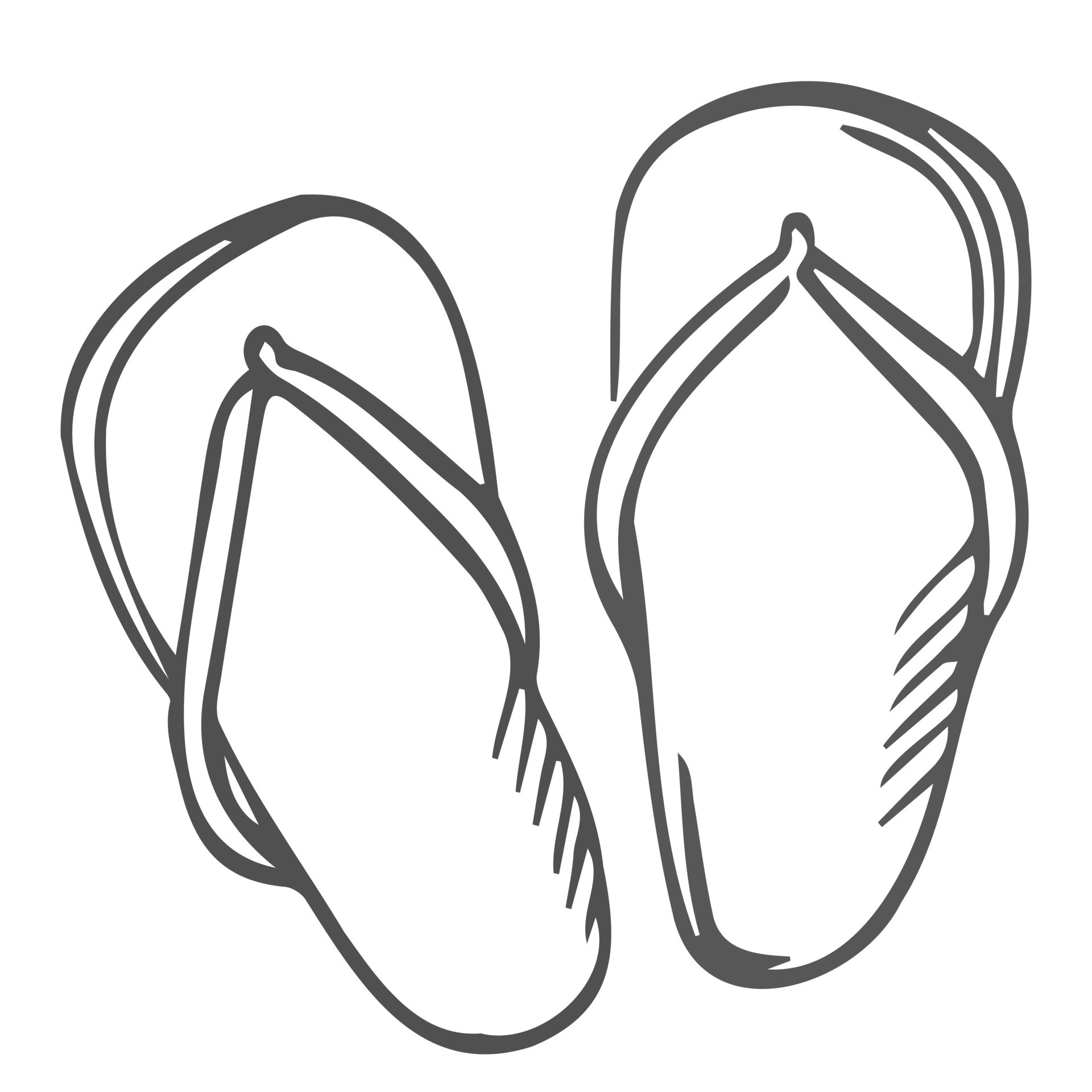 Premium Vector  Pair of flip flops summer time vacation attribute slippers  shoes sketch style vector black and white