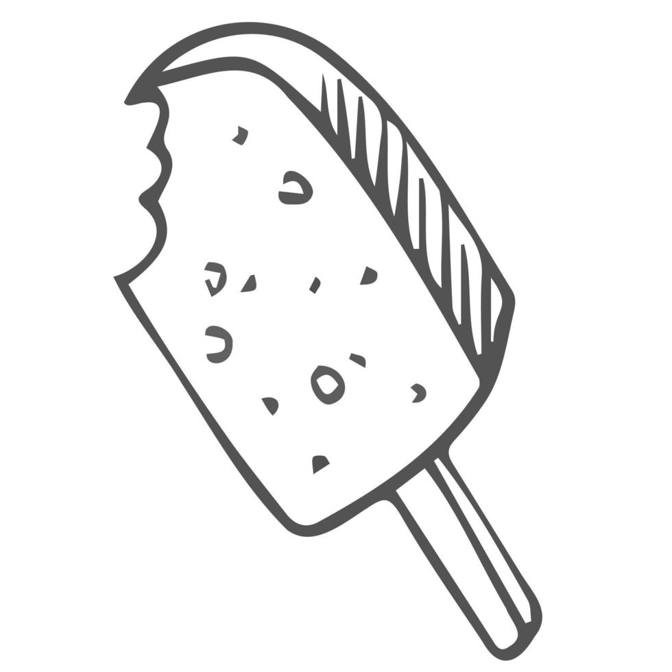 helado de garabatos. ilustración de vector de estilo boceto para menú de café, tarjeta, decoración de tarjeta de cumpleaños.