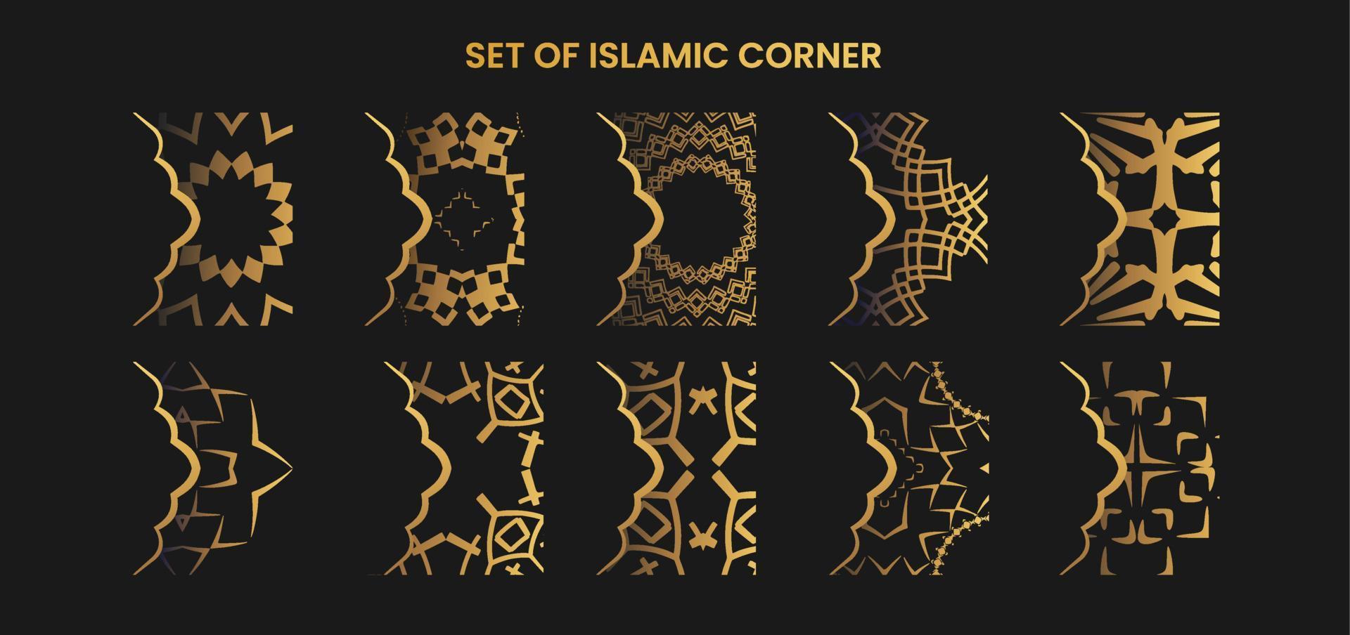 set of islamic corner element vector