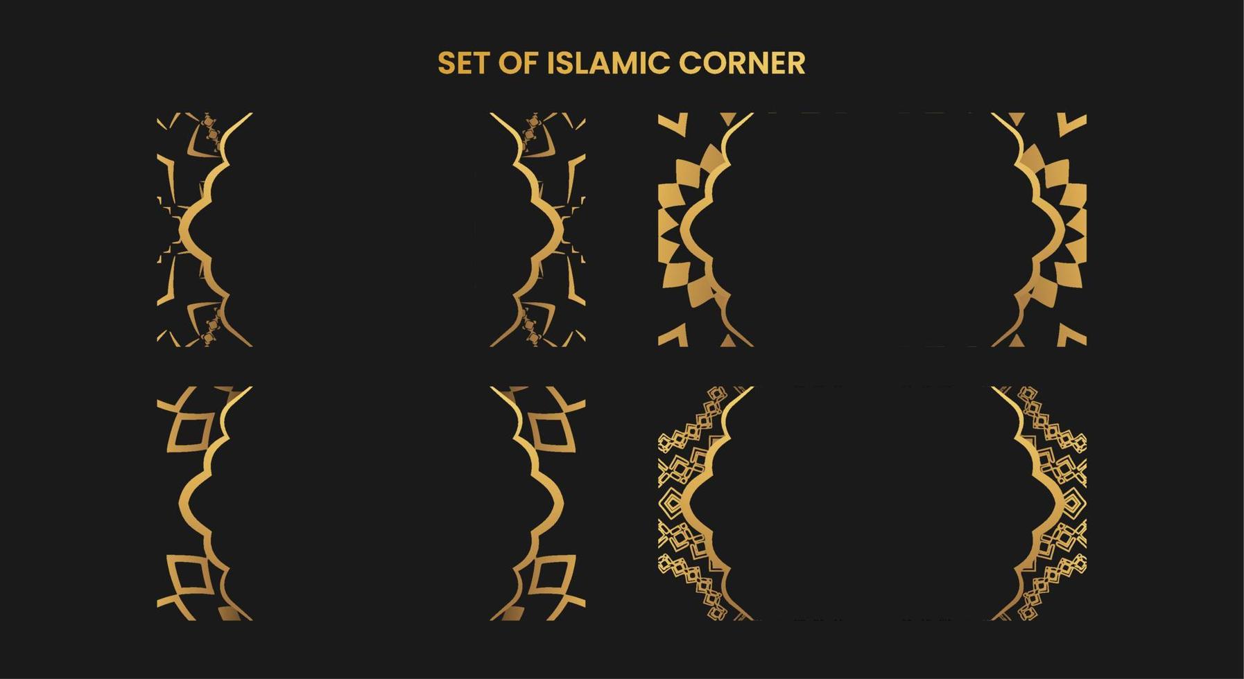 set of islamic corner element vector