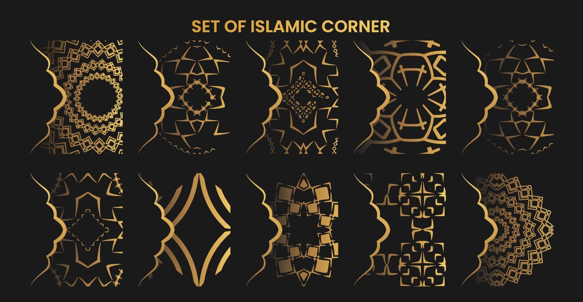 set of islamic corner element vector