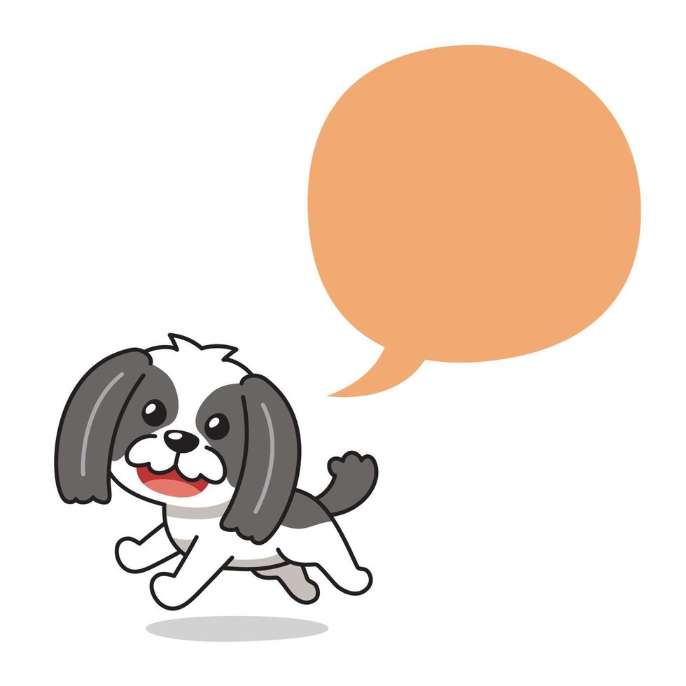 personaje de dibujos animados shih tzu perro con burbujas de discurso vector