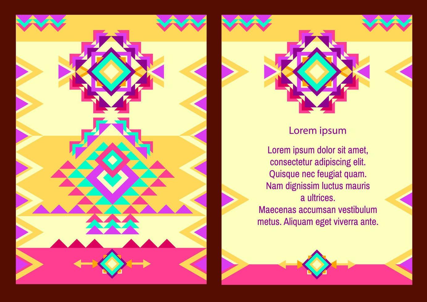 Aztec style vertical flyer set with Mexican ethnic elements. Vector. vector