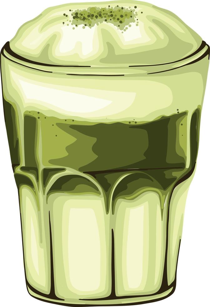 matcha latte coffee cup drink hand drawn vector