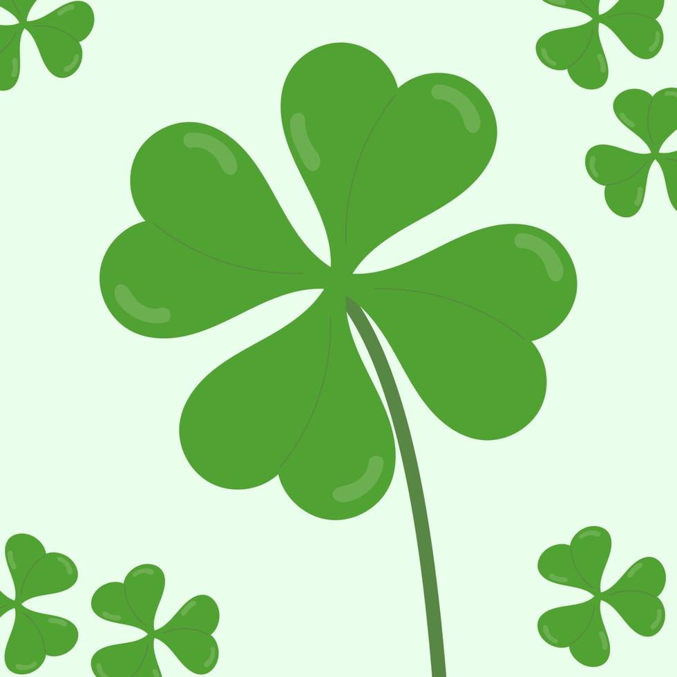 Flat vector design of four leaf clover on green background