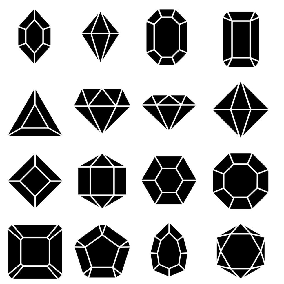 joya icono vector colocar. geométrico gemas diamantes ilustración firmar recopilación. zafiro precioso joyas símbolo.