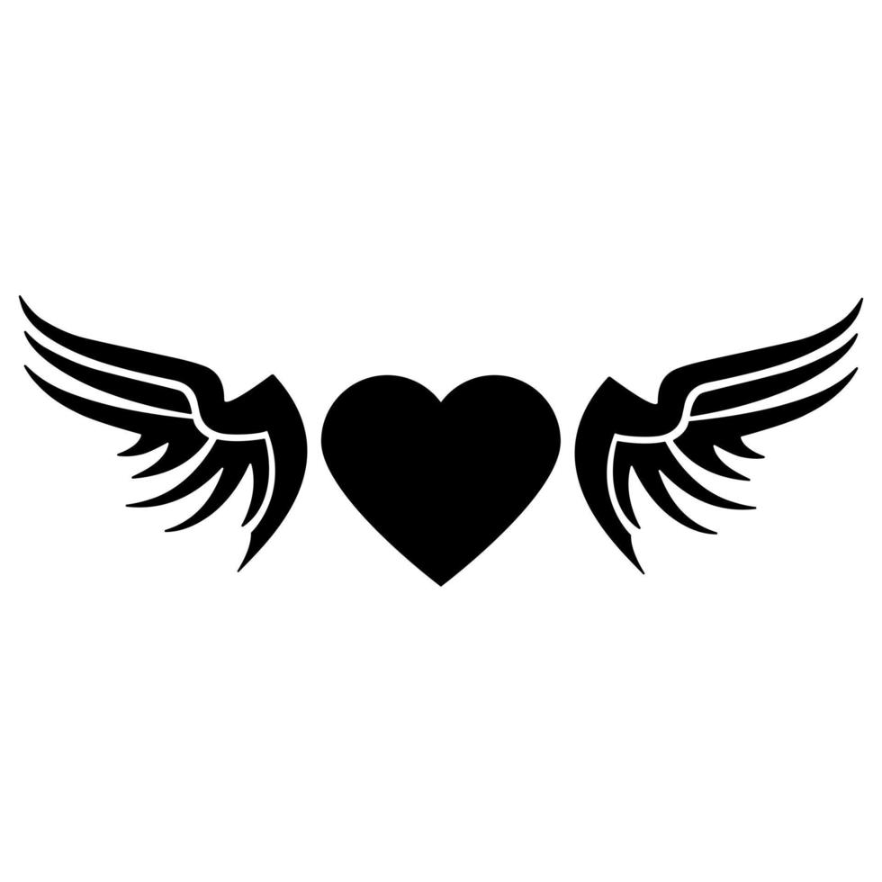 Angel Wings icon vector. Memorial illustration sign. Heart symbol or logo. vector