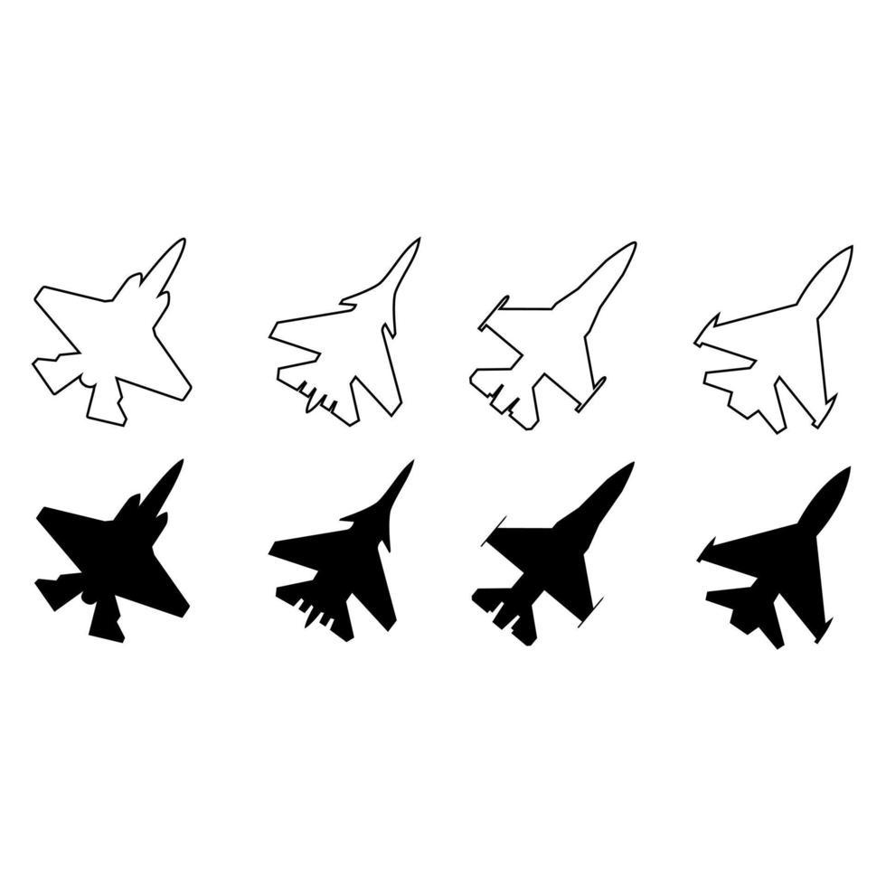 Fighter jet icon vector set. Air Force illustration sign collection. aviation symbol.