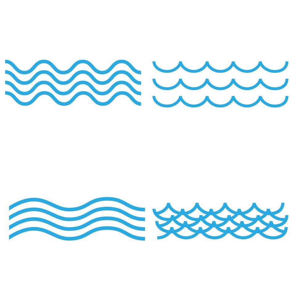 Blue wave Vector icons set on white background. Water waves illustration sign collection.