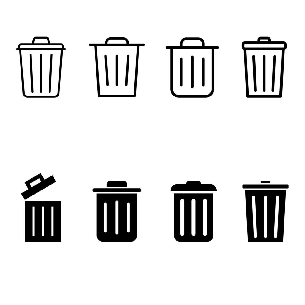 Trash icon vector set. Recycle illustration sign collection. Green symbol.