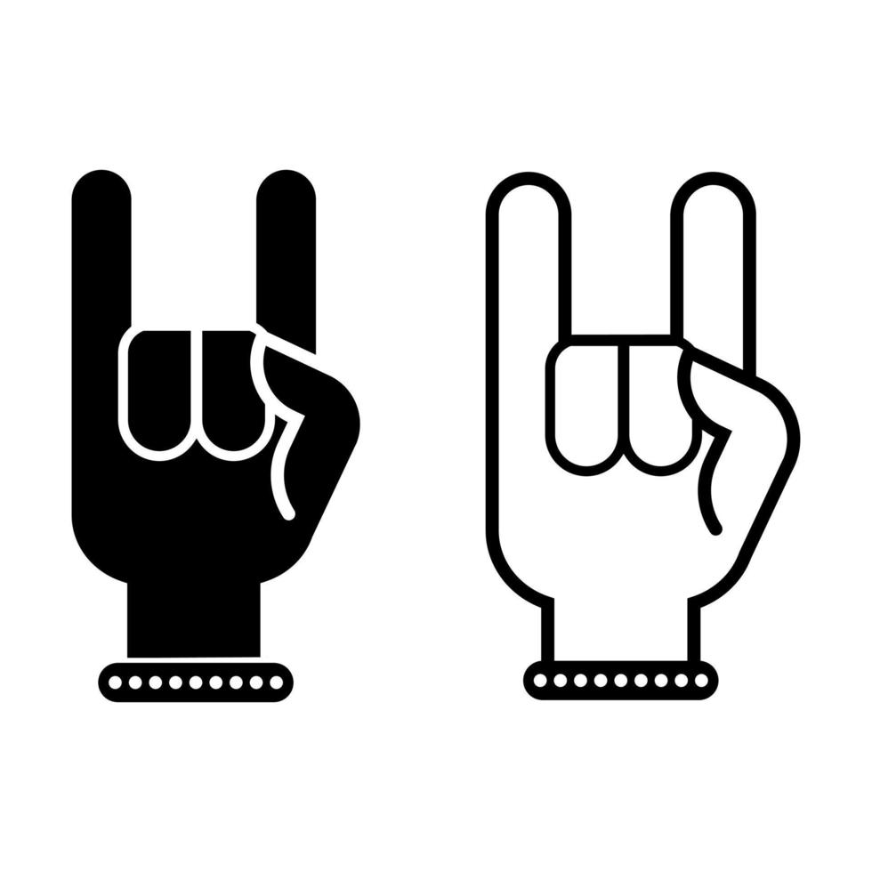 rock mano icono vector colocar. rock y rodar ilustración firmar recopilación. rock concierto símbolo o logo.