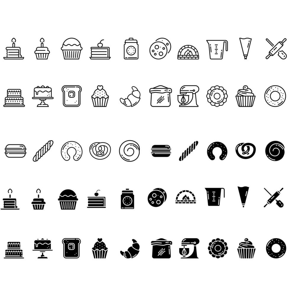 Bakery icon vector set. cooking illustration sign collection. bake symbol.