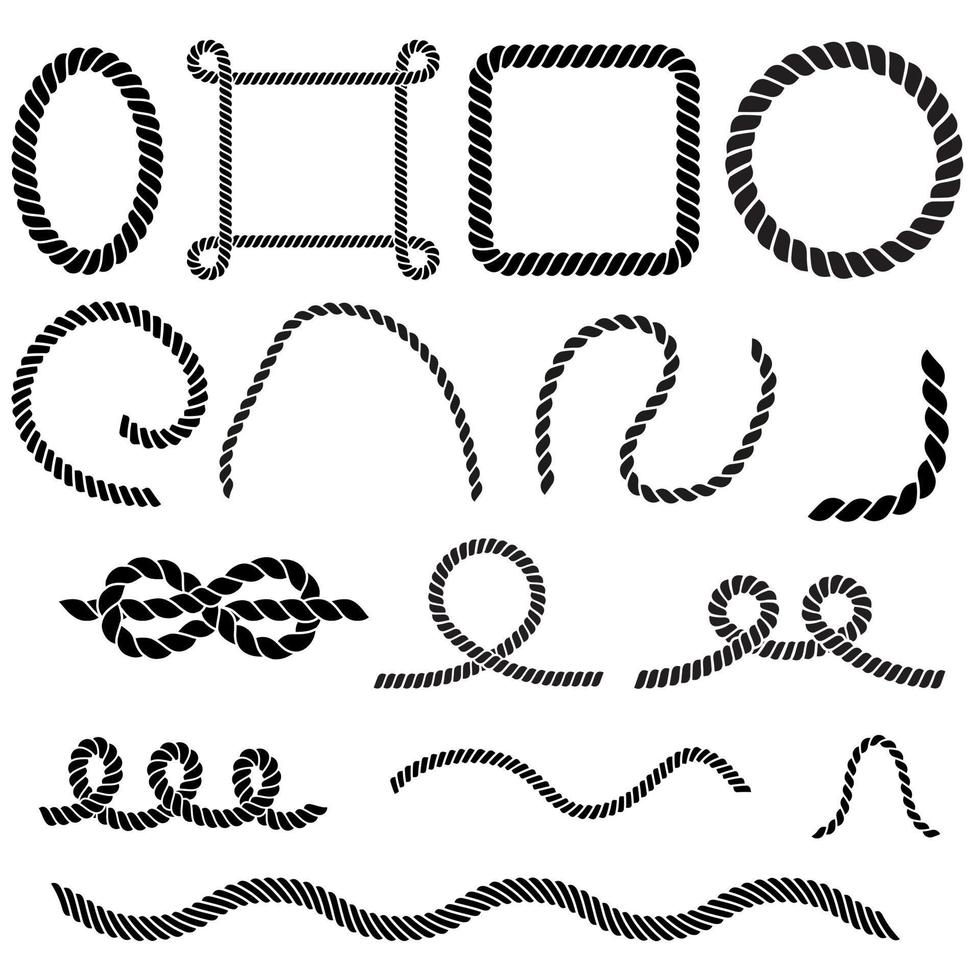 Rope icon vector set. cable illustration sign collection. frame symbol or logo. knot mark.