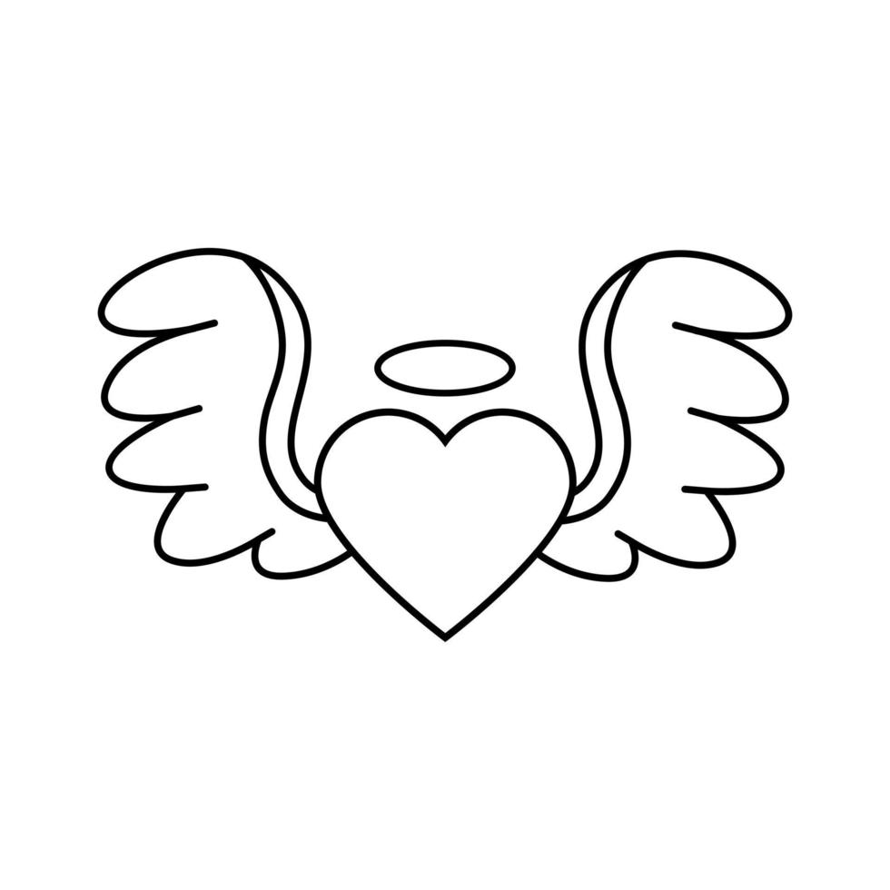 ángel alas icono vector. monumento ilustración signo. corazón símbolo o logo. vector