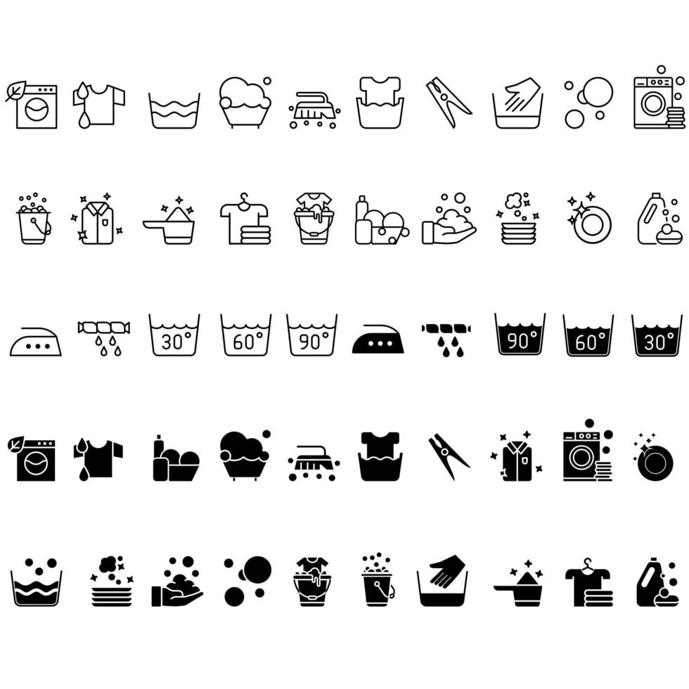 Washing icon vector set. laundry illustration sign collection.  Wash symbol or logo.