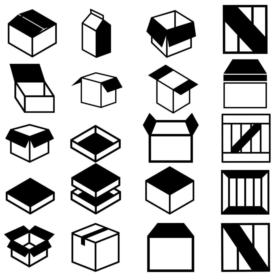 Box vector icons set. Box icon. package illustration symbol collection.