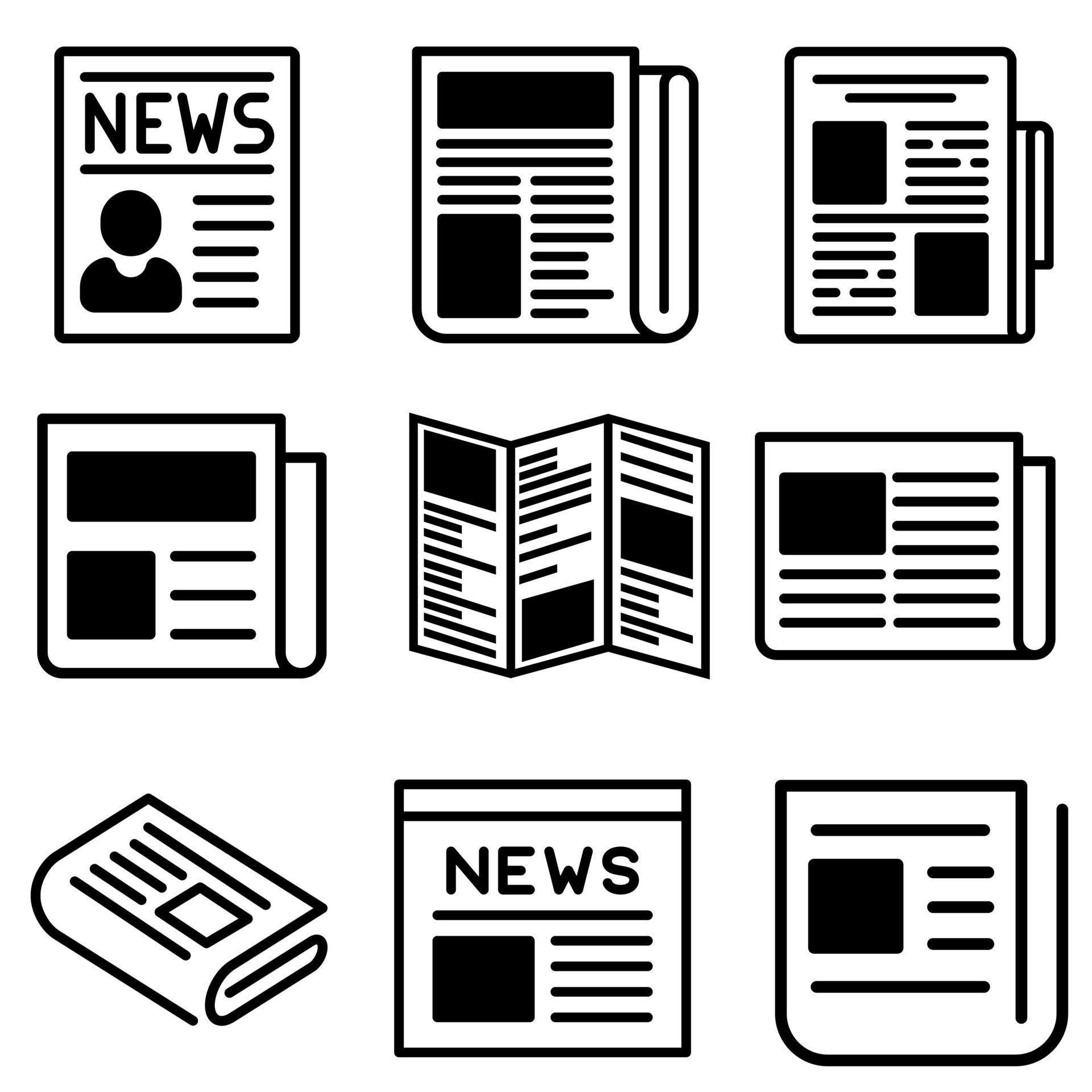 Newspaper icon vector set. news illustration sign collection. press