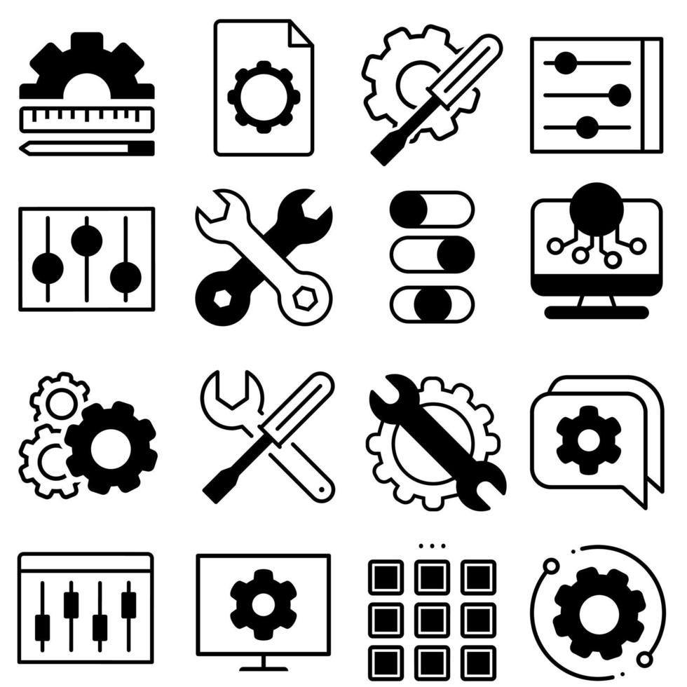 Setup icon vector set. Settings illustration sign collection. Menu symbol. Options logo.
