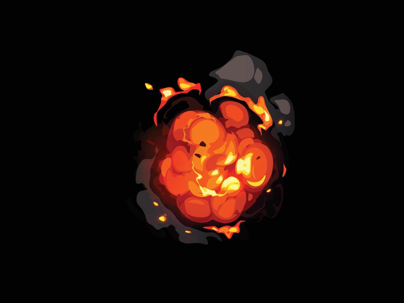 Cartoon dynamite or bomb explosion, fire. Booming cloud and smoke elements vector