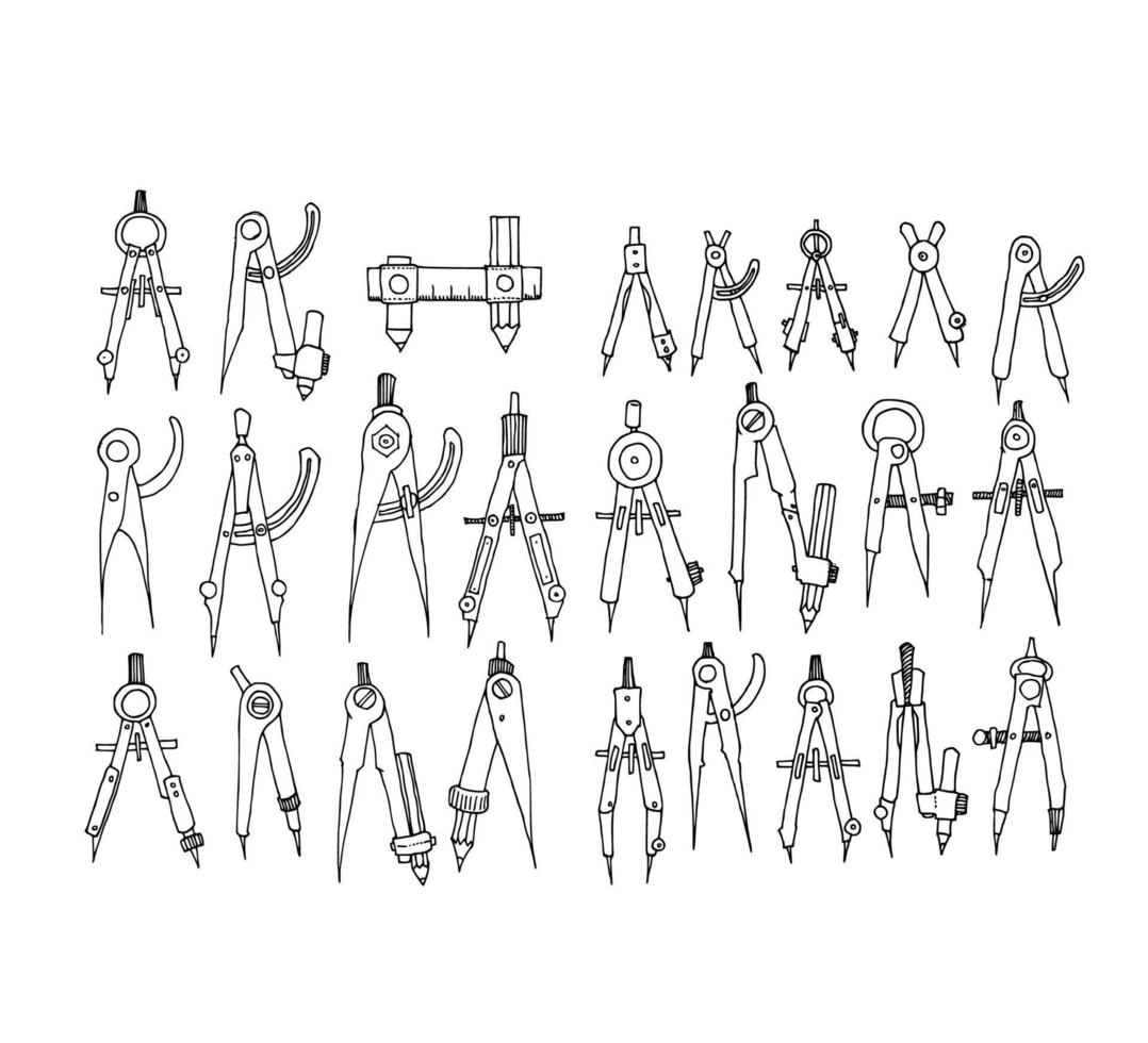 compas doodle set vector
