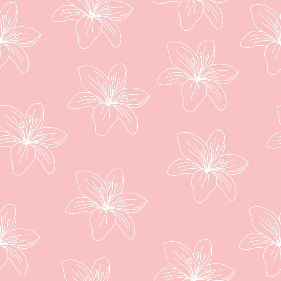 Seamless pattern of lilies. Beautiful delicate lily. Vector illustration