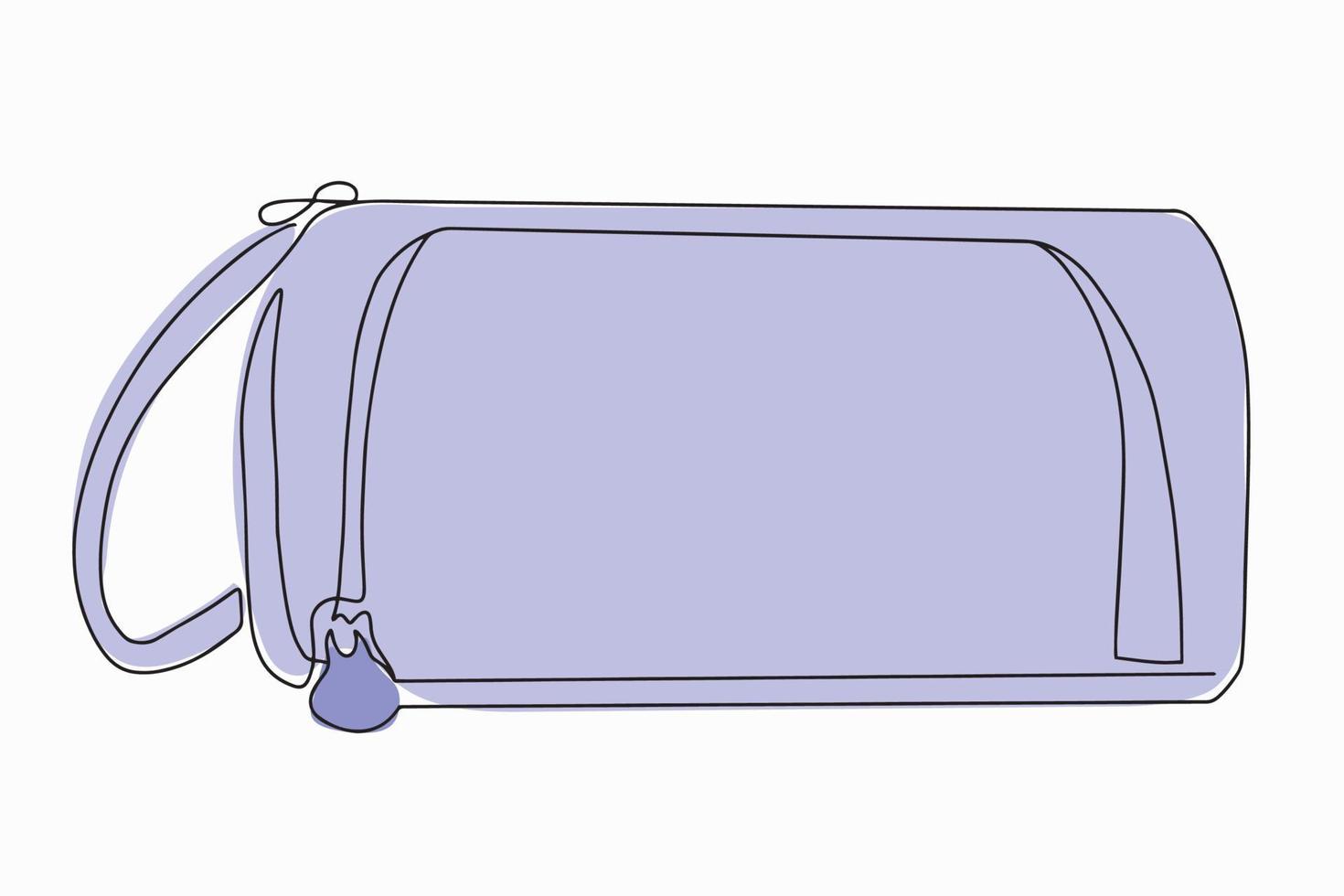 Pencil case icon. Pencil case drawn in one line. Vector illustration isolated on white background