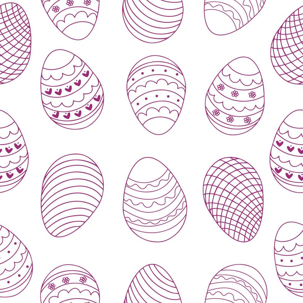 Seamless pattern of eggs, hand-drawn. Decorative set of eggs. Vector illustration.