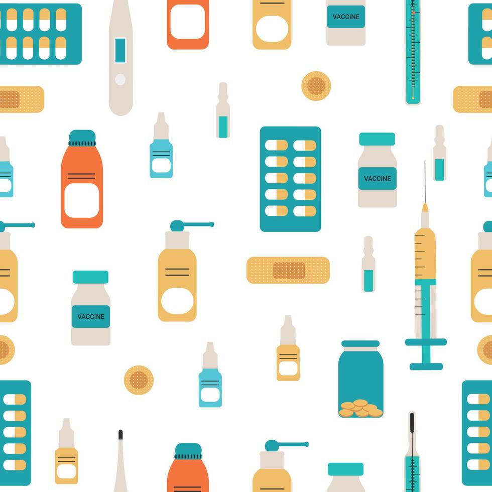 Seamless pattern of medical devices. Vector illustration on a white background.
