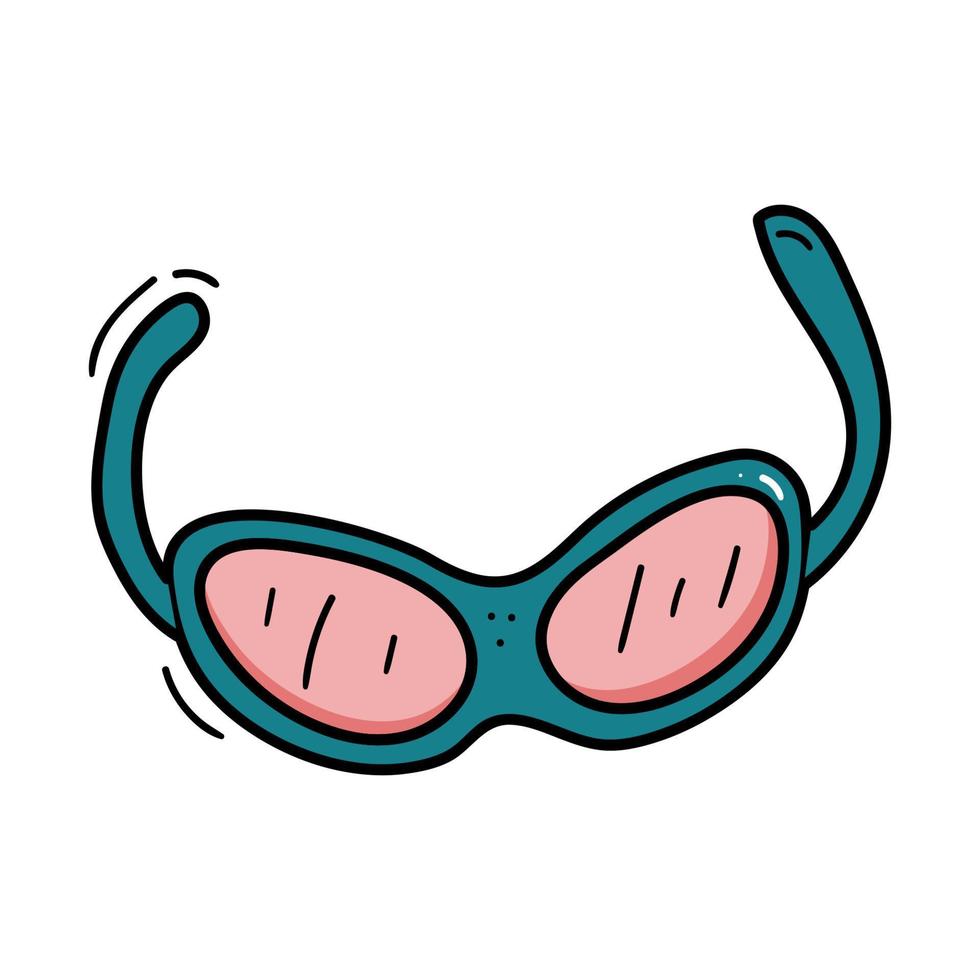 Underwater glasses goggles, doodle hand drawn, summer traditional icon illustration vector image