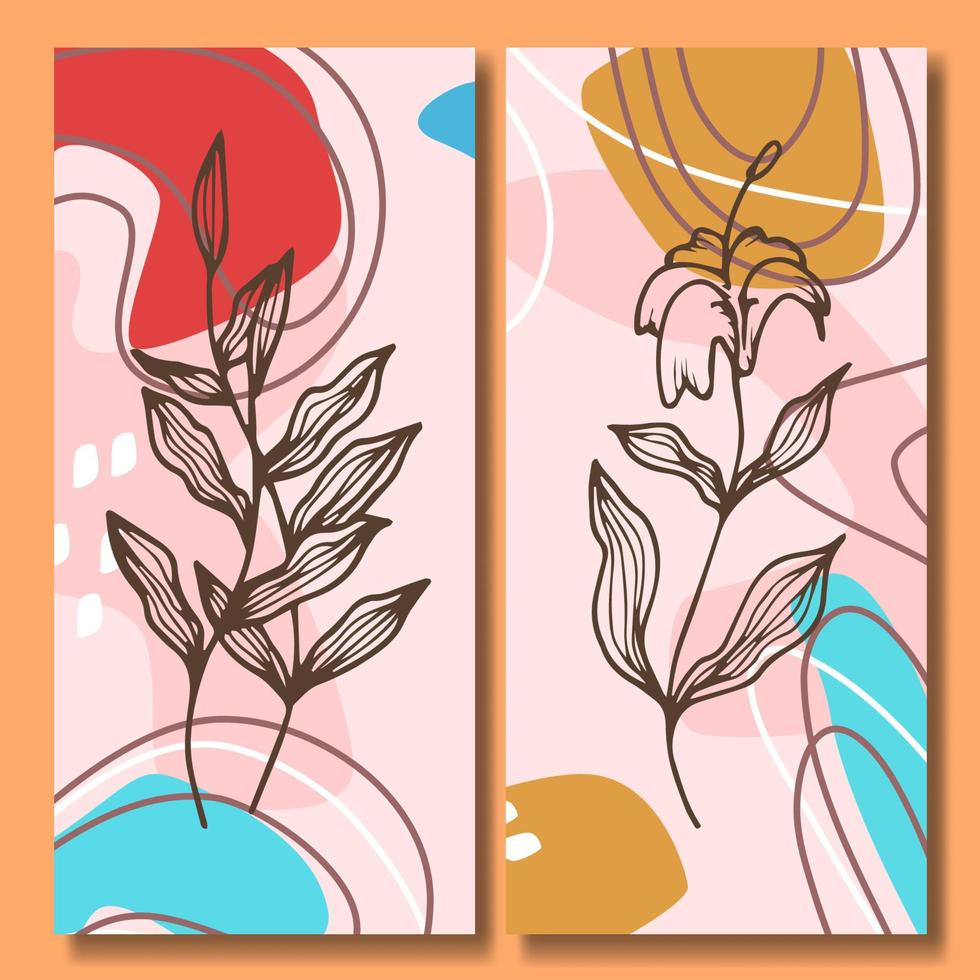 Hand drawn flower abstract background collection vector