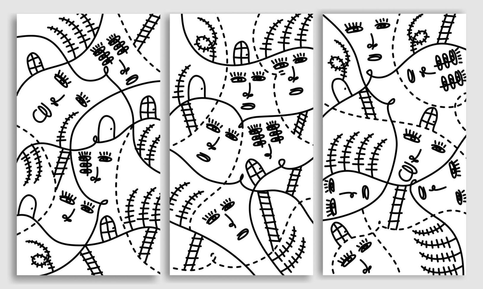 Hand draw abstract continuous line aesthetic line art vector