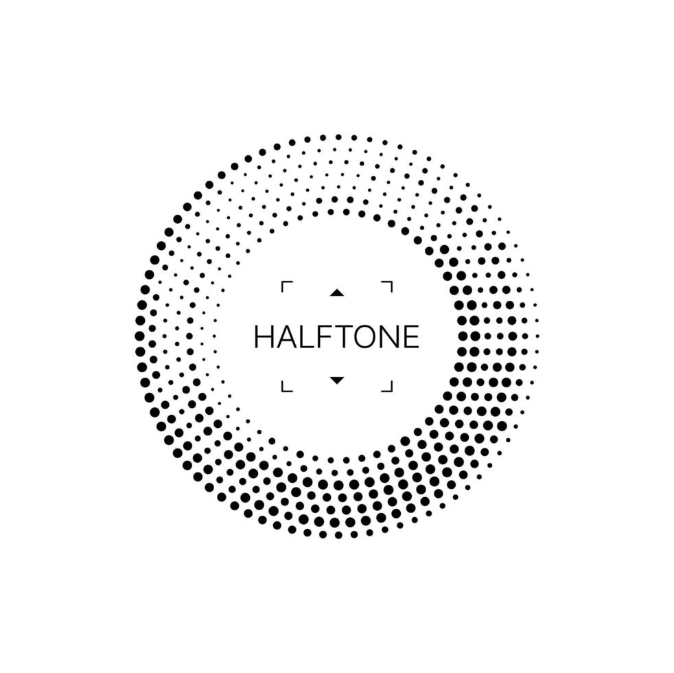 Halftone circle pattern border or round frame vector