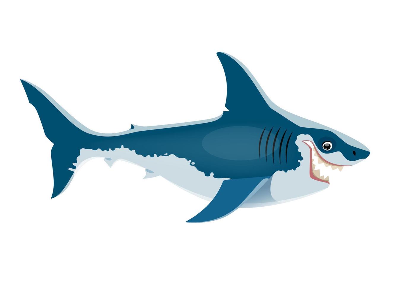 Cartoon Megalodon ocean dinosaur funny character vector
