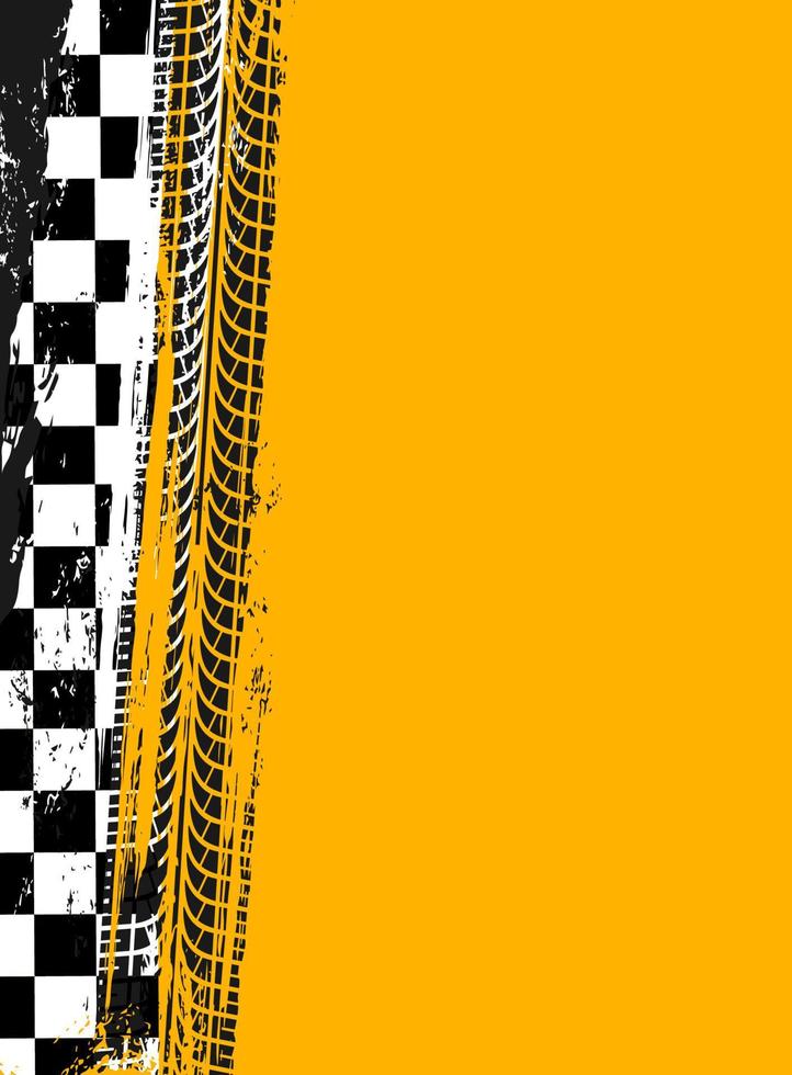 Grunge race sport flag background, tire tracks vector