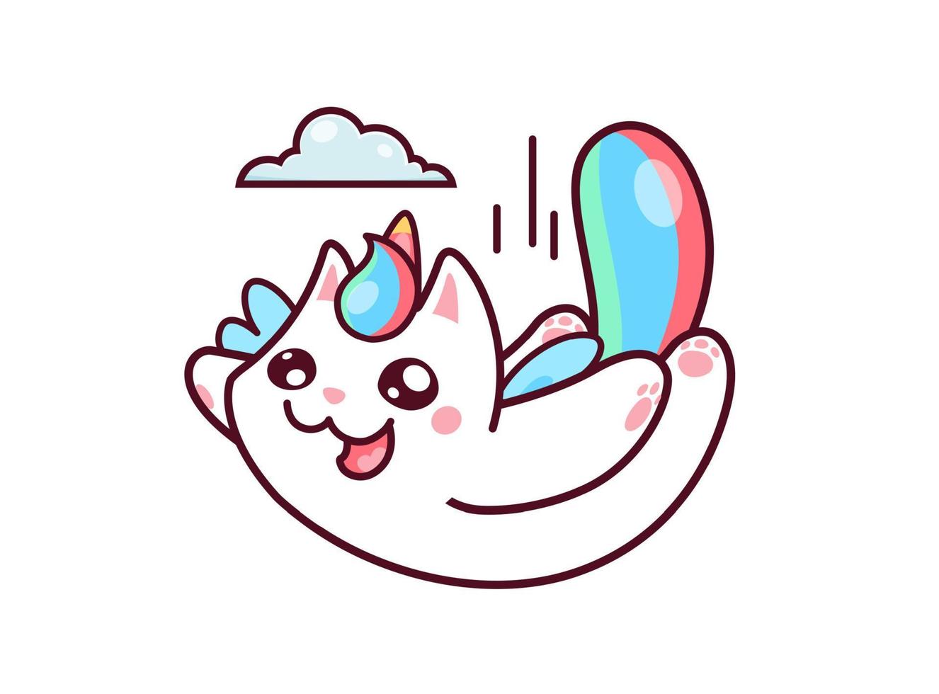 Cartoon cute kawaii flying caticorn character vector