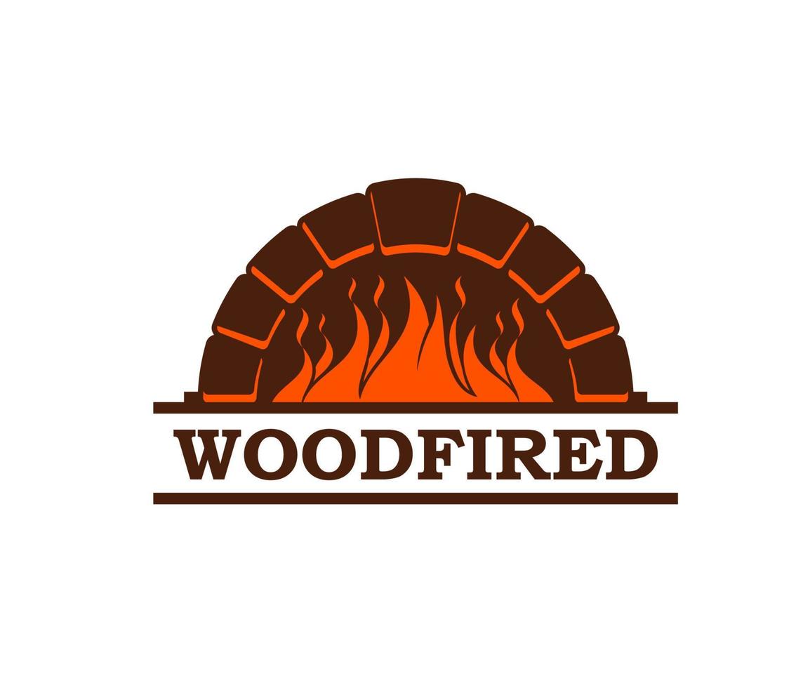 Fireplace, restaurant firewood stove or oven icon vector