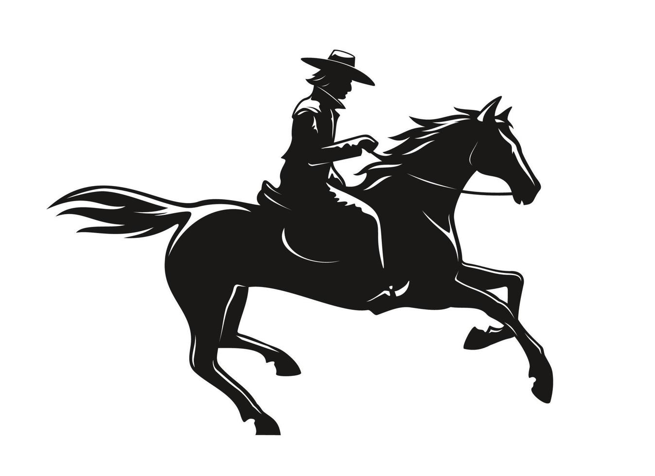 Mexican cowboy, Wild West horseman silhouette vector
