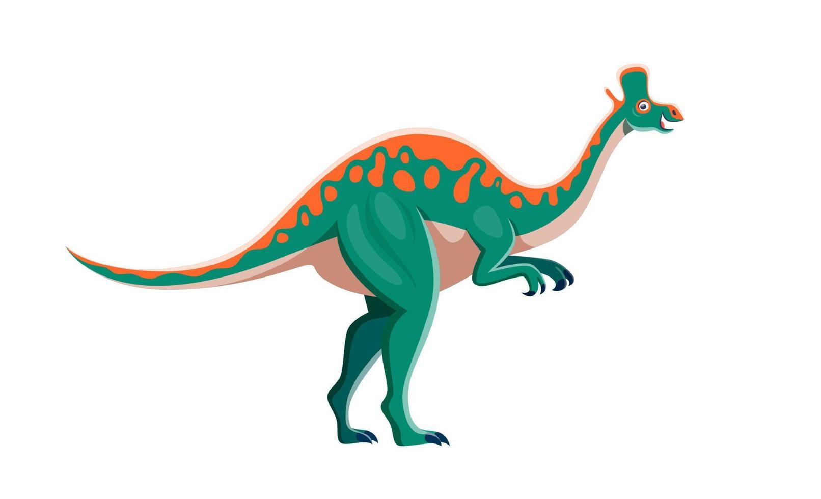 Cartoon Lambeosaurus dinosaur funny character vector